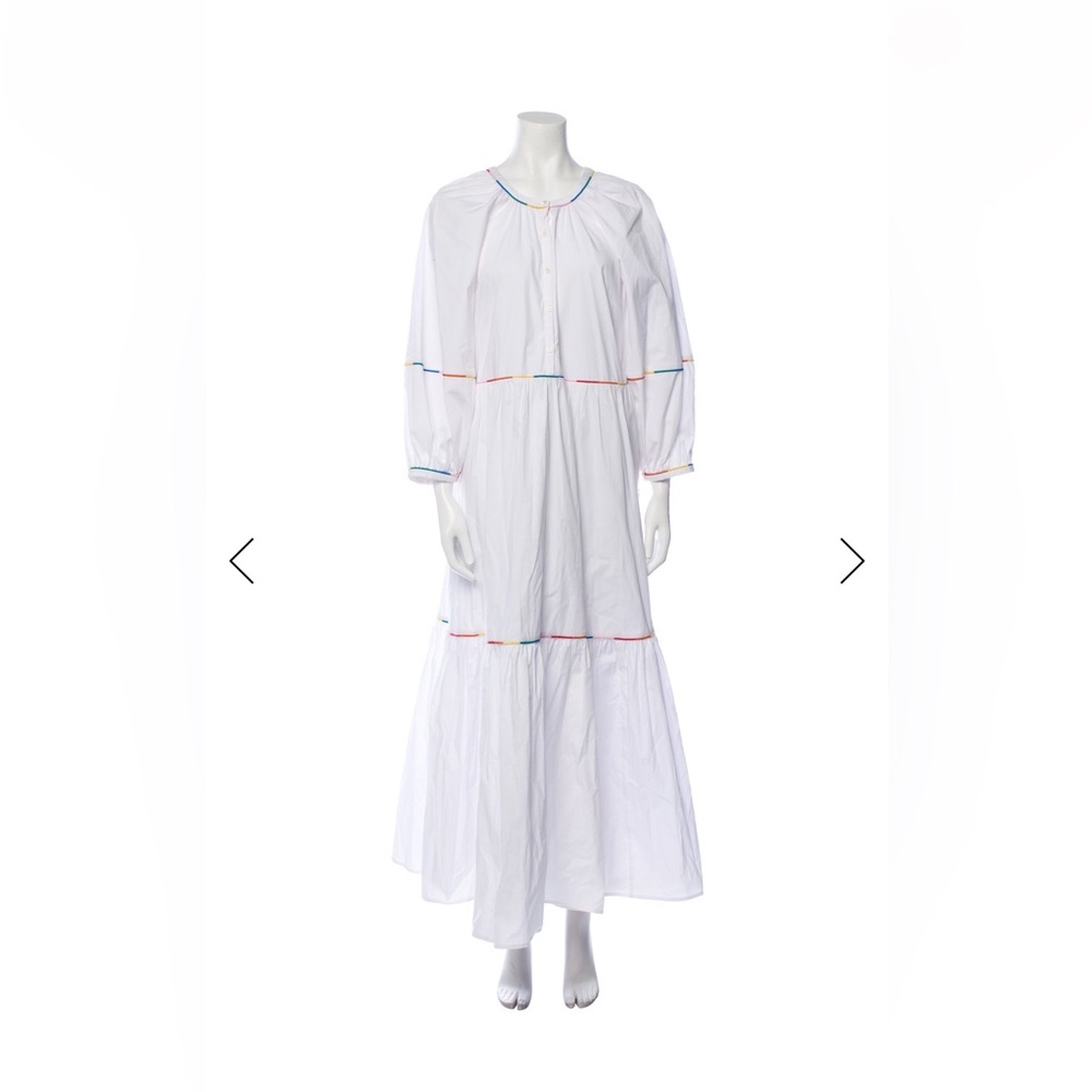 Staud White Maxi Dress with Colorful Accents